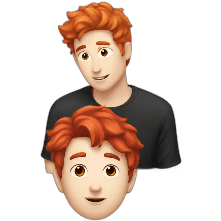 pale guy with red hair kissing pale guy with black hair  emoji