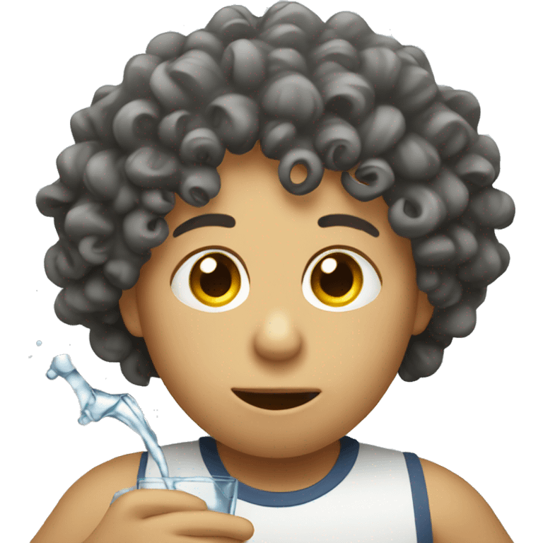 Curly head drinking water emoji