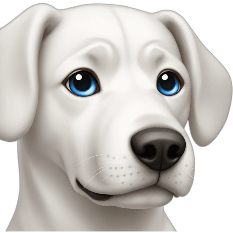 white dog with a blue eye and the other eye brown emoji