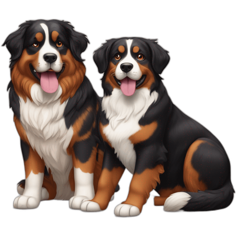 A Bernese dog next to A tortoiseshell cat without white emoji