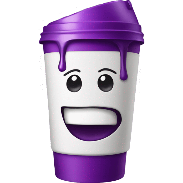 Styrofoam double cup with purple liquid inside, and a dizzy face on the outside emoji