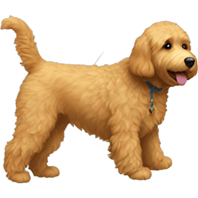 A golden doodle on a kite emoji