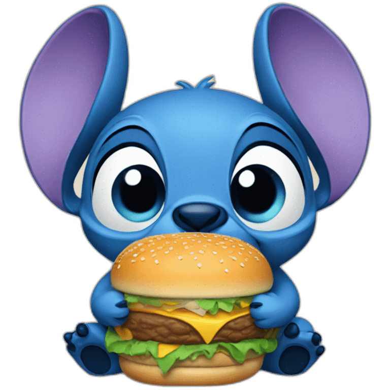 Stitch eating burger emoji