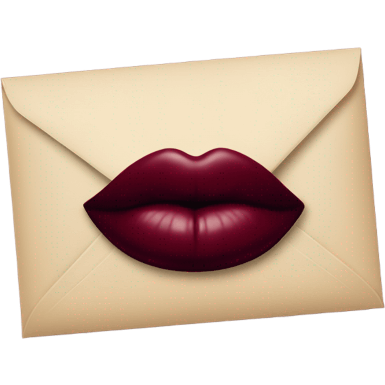 A burgundy-colored lipstick kiss mark on envelope emoji