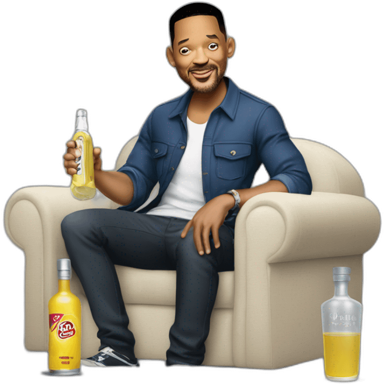 Will Smith qui boit un bouteille de vodka emoji