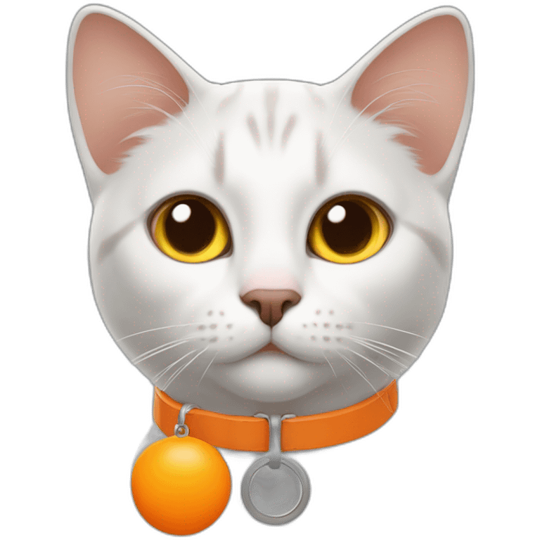 cat with orange airtag neckband emoji