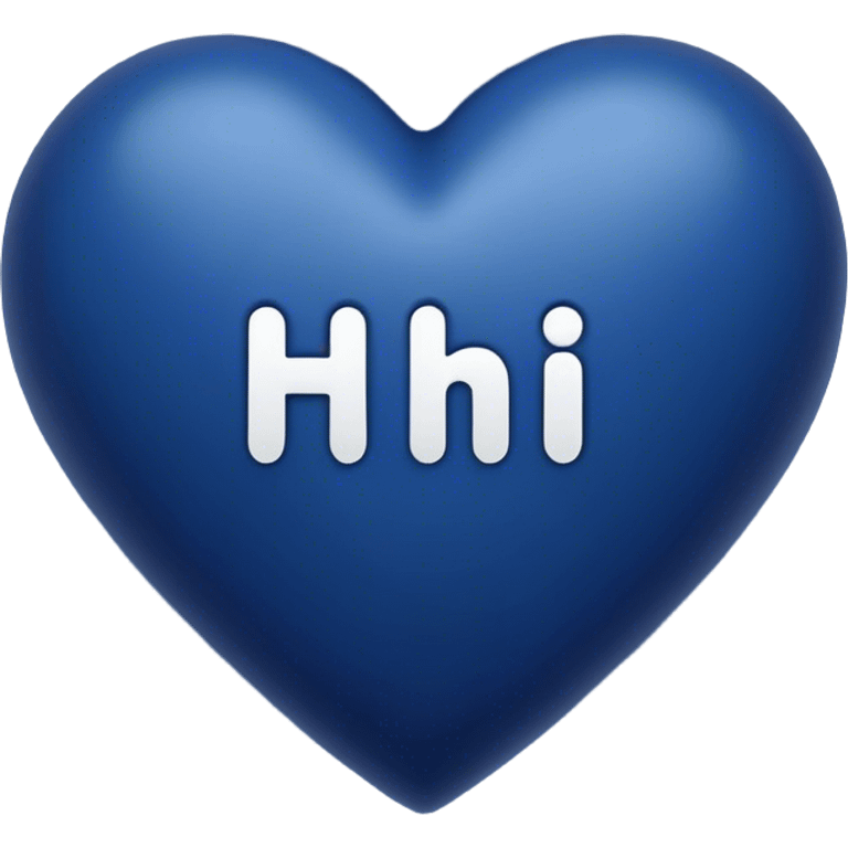 Dark blue heart with the words Hi in the middle  emoji