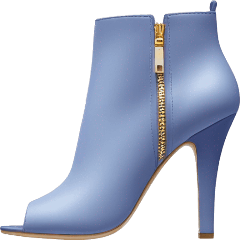 Realistic isolated pair of kate spade pastel blueberry high heel zip up peep toe ankle boots.  emoji