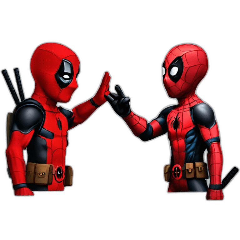 deadpool with spiderman high five emoji