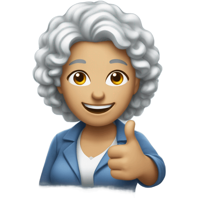 Silver curly hair white lady with thumb up emoji