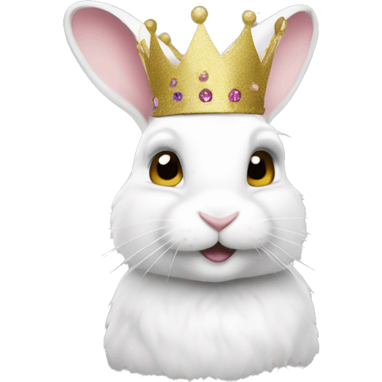 White rabbit with a glitter crown  emoji