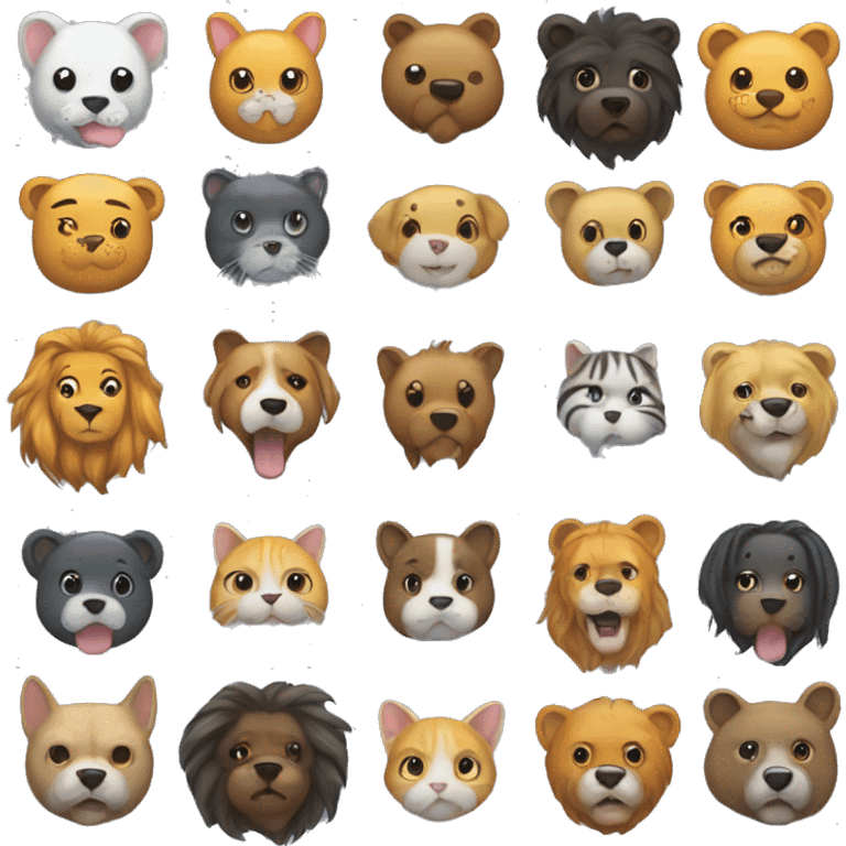 dog squid shark lion tiger cat and bear mixed emoji