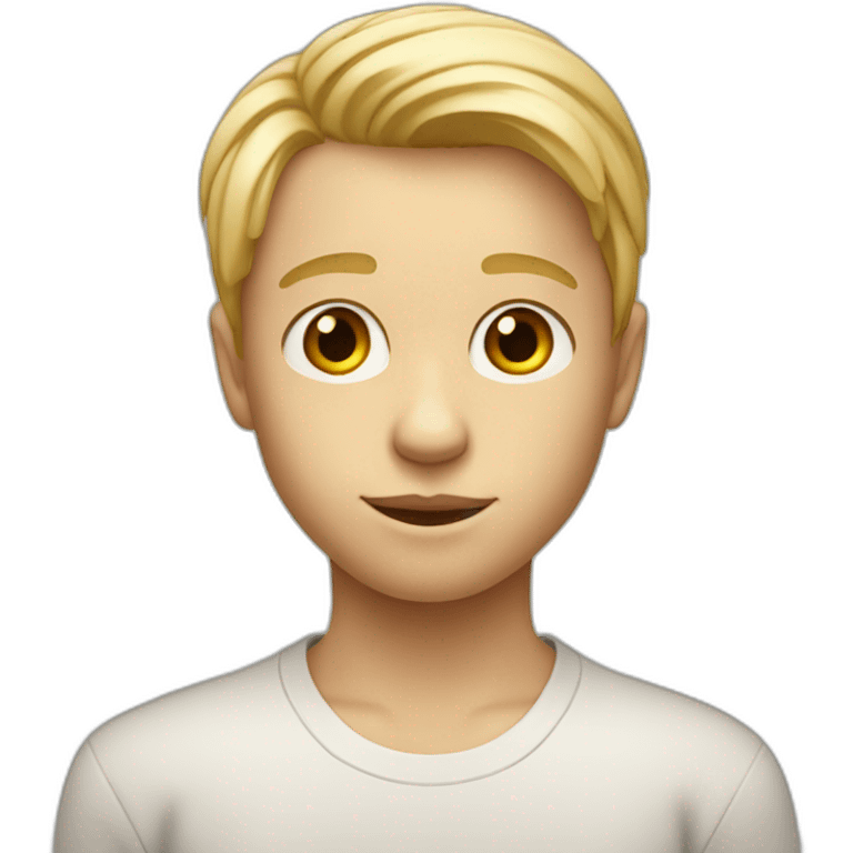 13y old blond boy with hair flat straight forward over his forehead  emoji