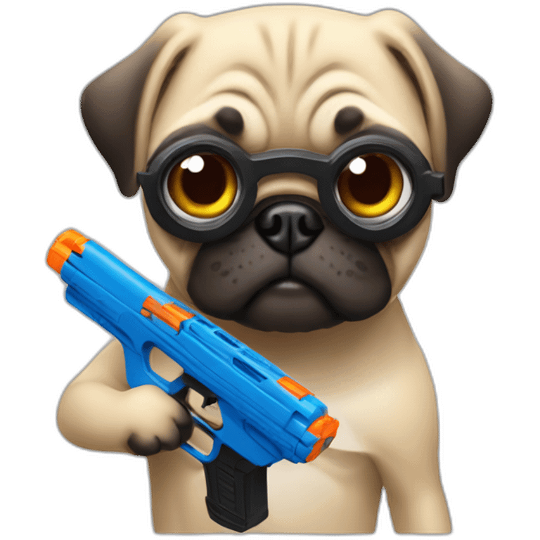 pug holding a nerf gun emoji