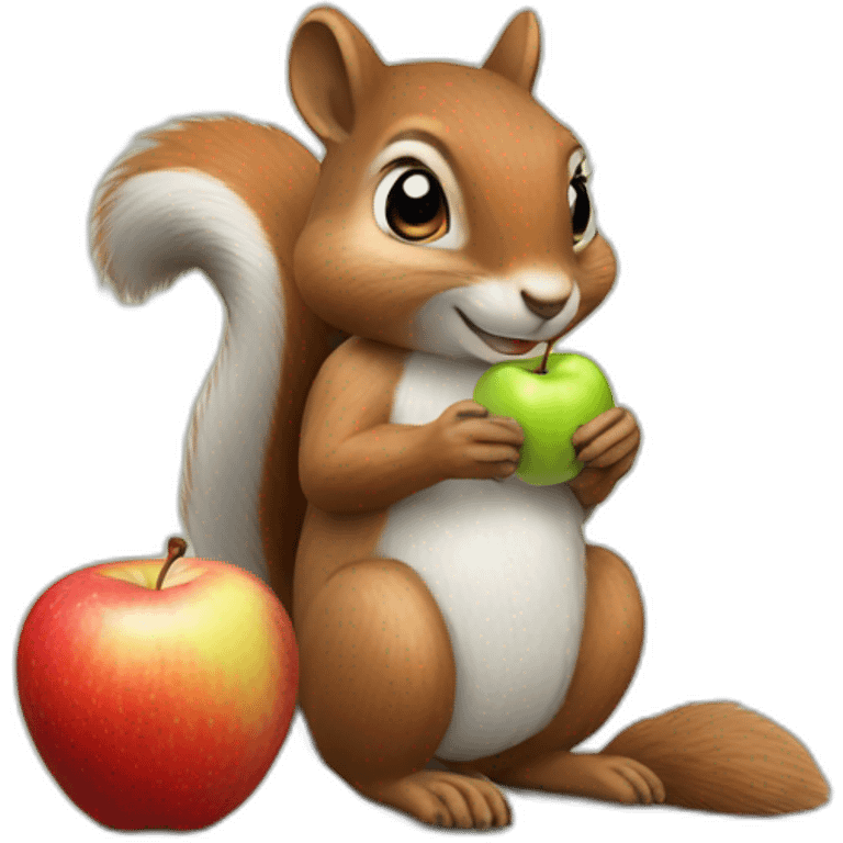 a squirrel holds a beautiful apple in its paws emoji