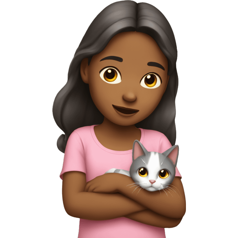 Niña con un gato emoji