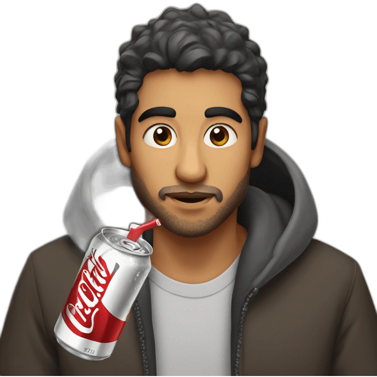 hispanic homeless Man drinking diet coke emoji