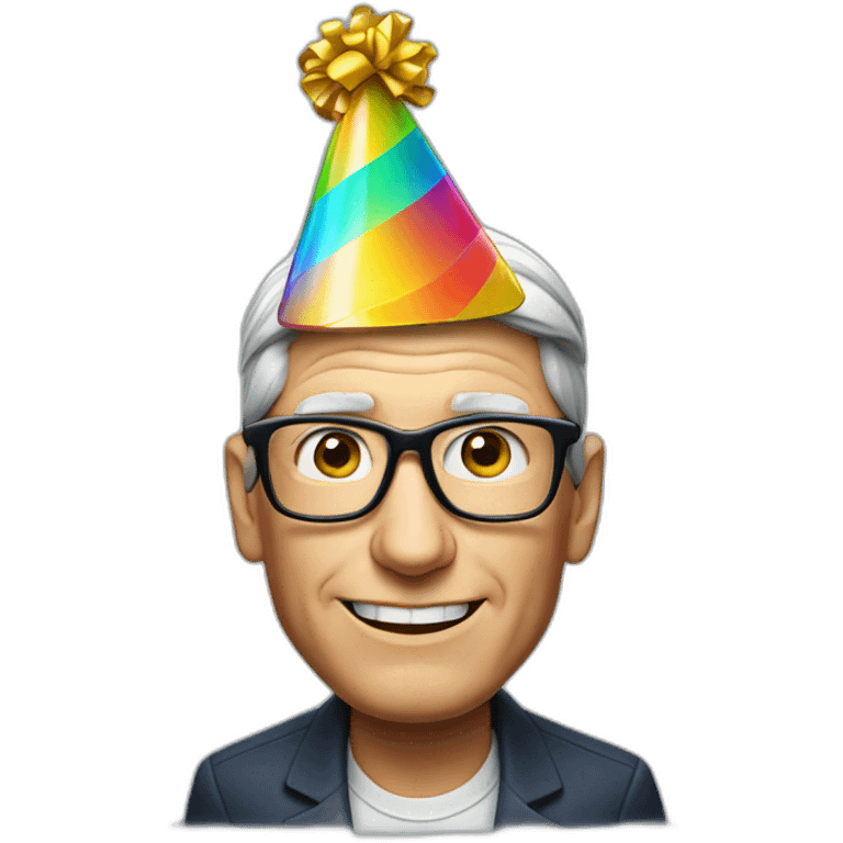 Tim Cook with party hat emoji