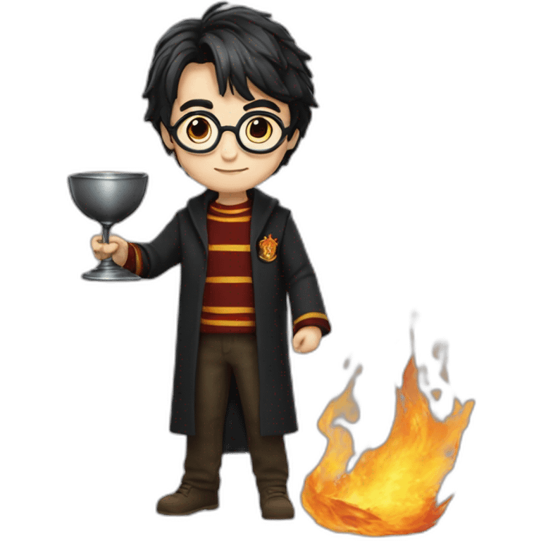 Harry Potter putting the name in the goblet of fire emoji