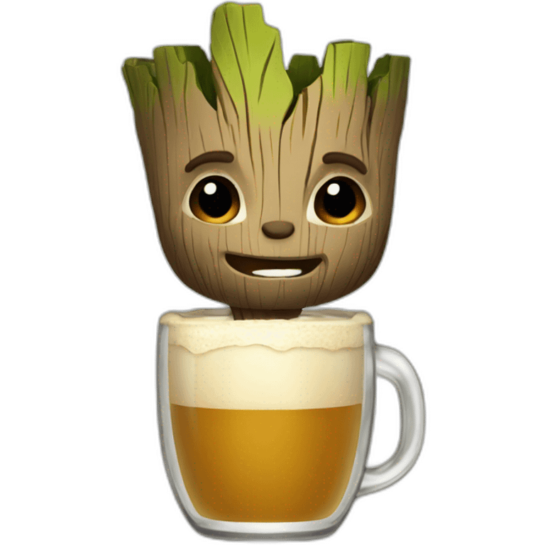 Groot drinking béer emoji