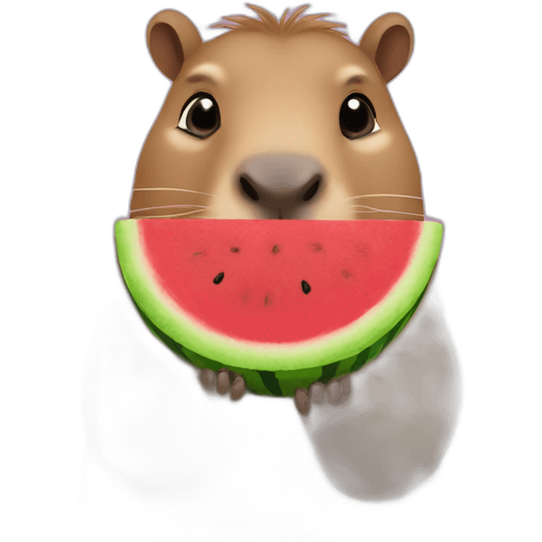 Violet capybara eating watermelon  emoji