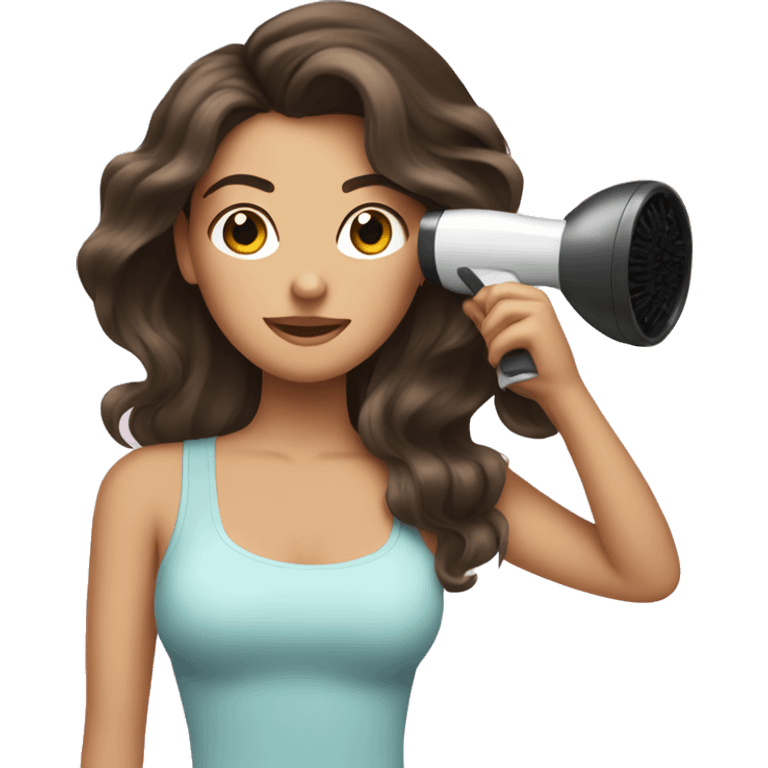 Brunette girl blow drying hair emoji