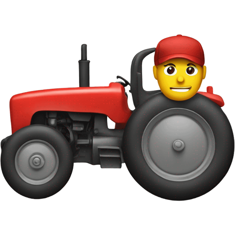 Hubby driving a red tractor  emoji