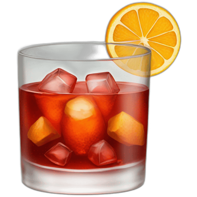 negroni in a rocks glass with a twist emoji