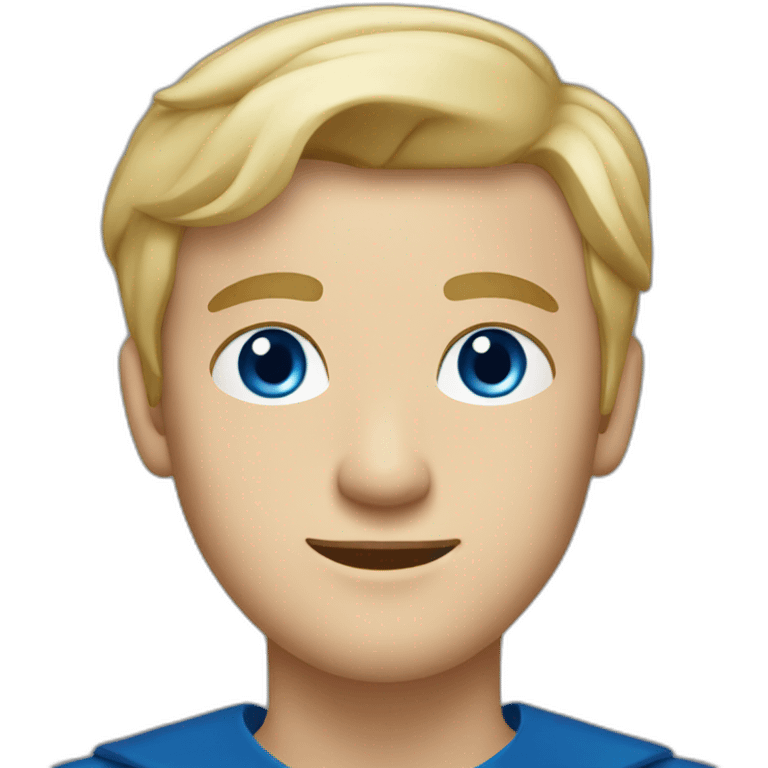 Blonde man with medium short hair, blue eyes, graduation with graduation hat emoji