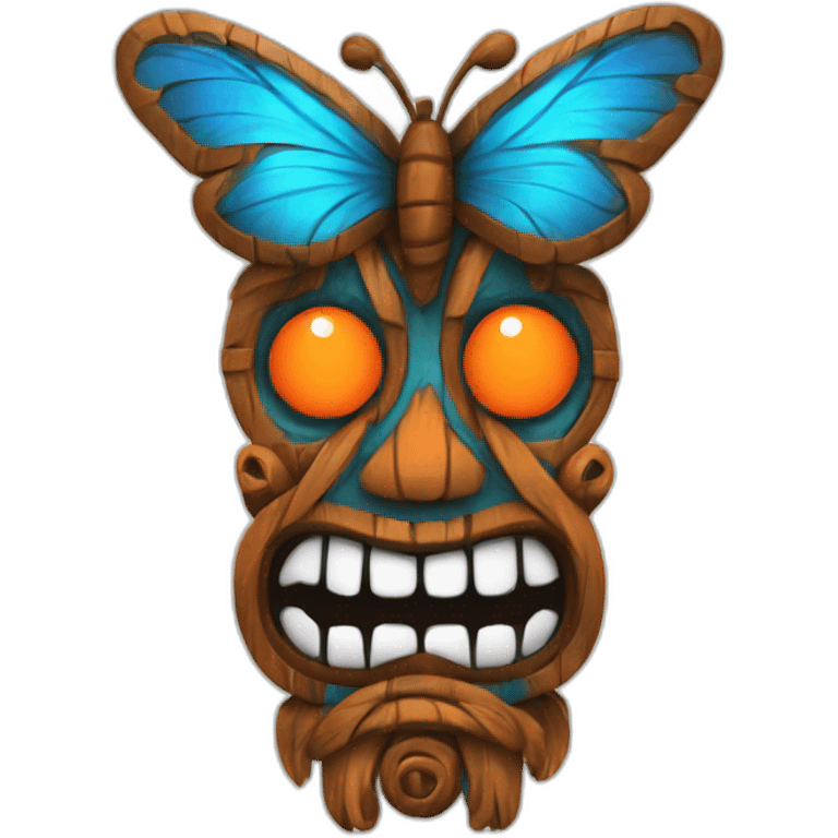 Tiki with colors blue and orange-butterfly-tornado-fun-love-eyelash emoji