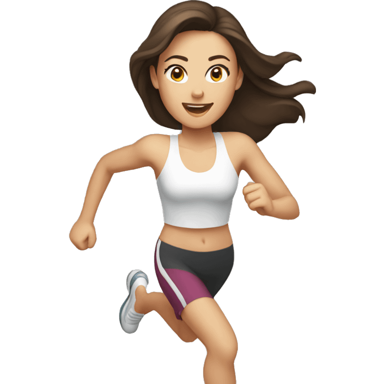 white brunette woman running emoji