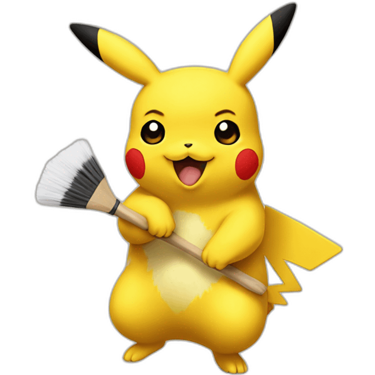 Pikachu avec un pinceau emoji