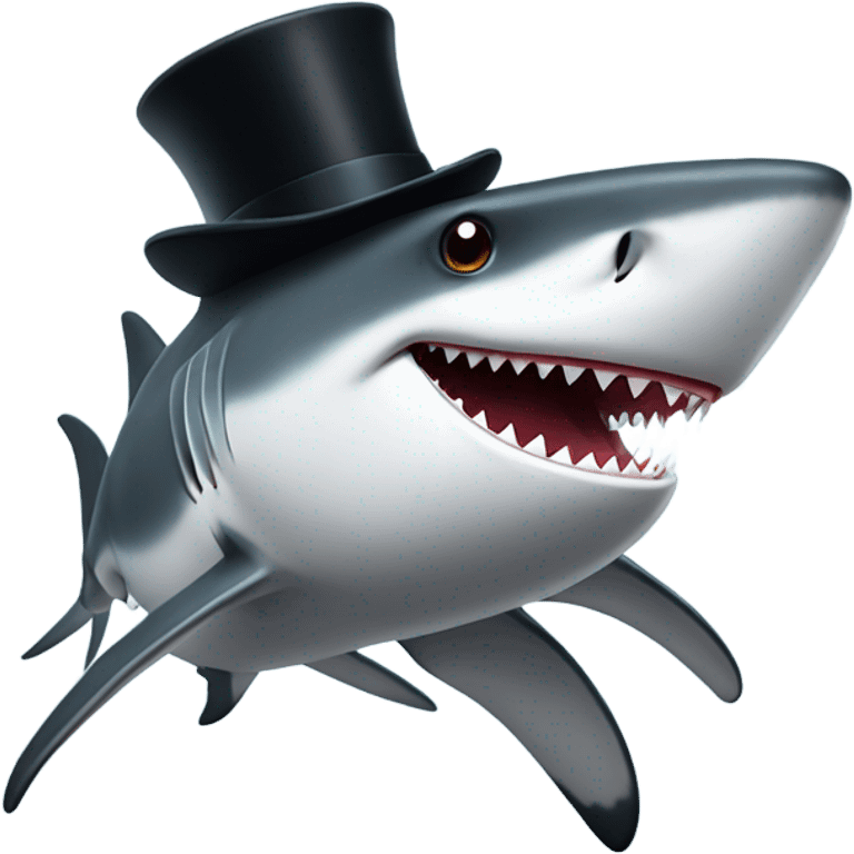 Shark with a top hat emoji