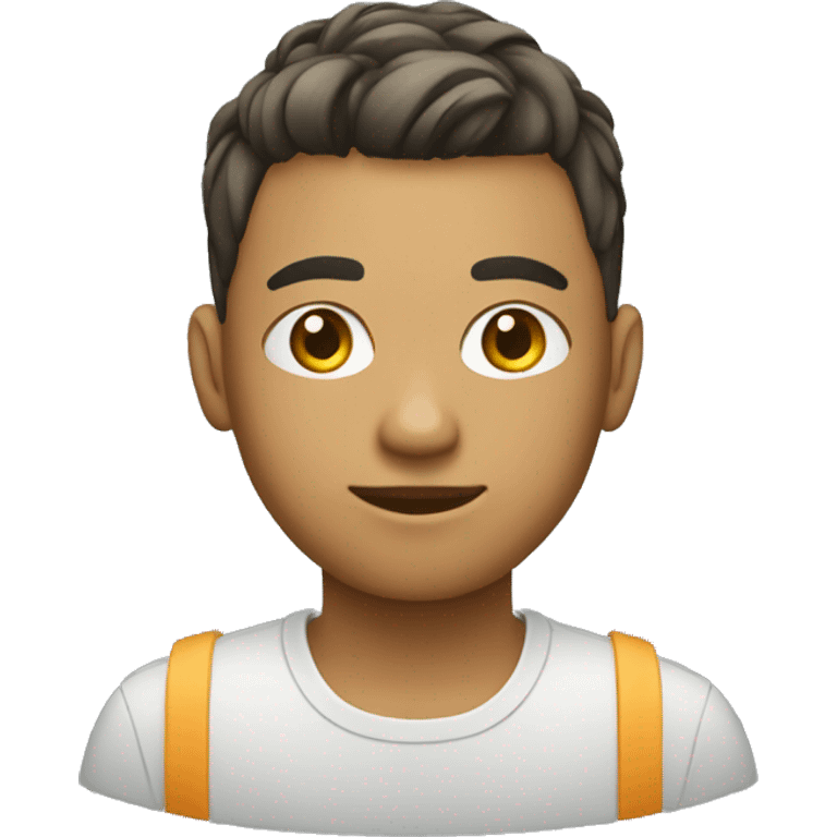 Young developer with undercuts haircut typing on computer emoji