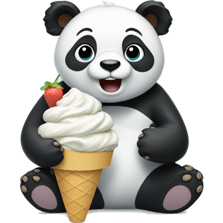 Panda eating ice cream emoji