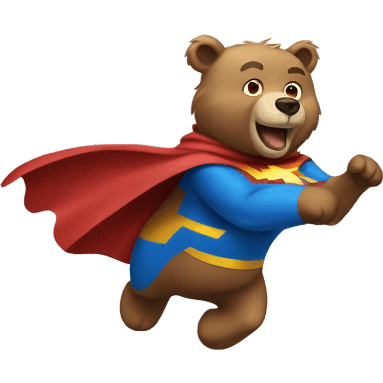 superhero bear flying only wearing a cape emoji