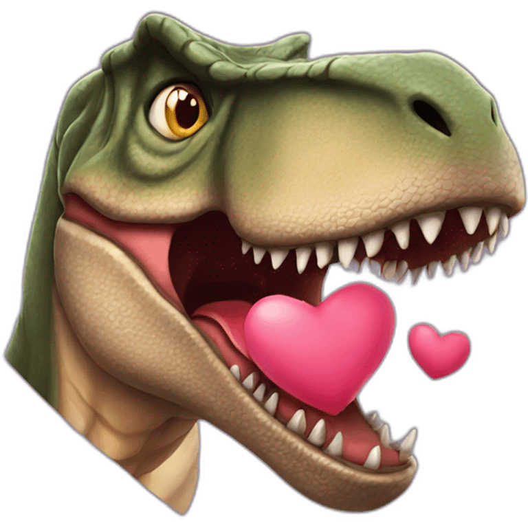 t-rex with hearts emoji