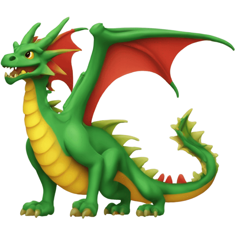  graoully dragon, green body and red back and green / yellow wings emoji