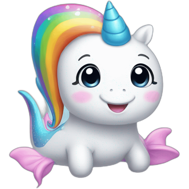 cute rainbow unicorn whale emoji