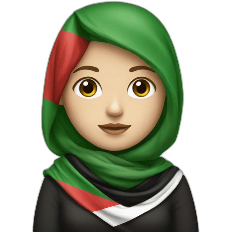 white women holding palestine flag wearing Palestinian scarf emoji