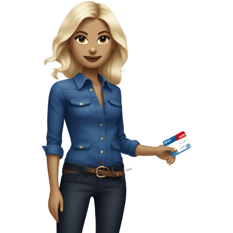 Blonde Ralph lauren women cutting credit card in half  emoji