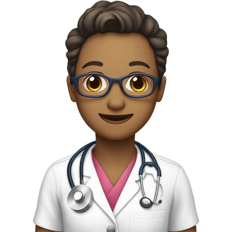 smiling with nursing uniform and a stethescope at the beach emoji