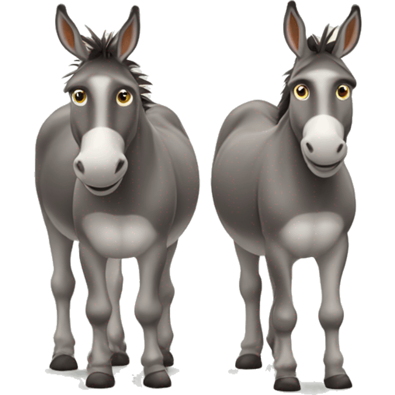 Two donkeys standing in opposite direction emoji