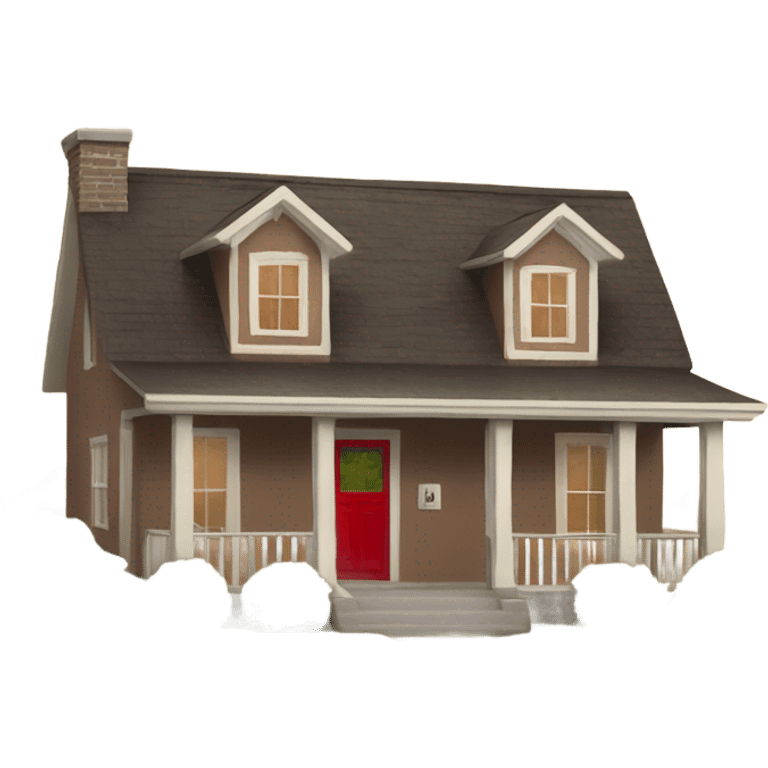 Brown colored ranch style house with a red  front door  emoji