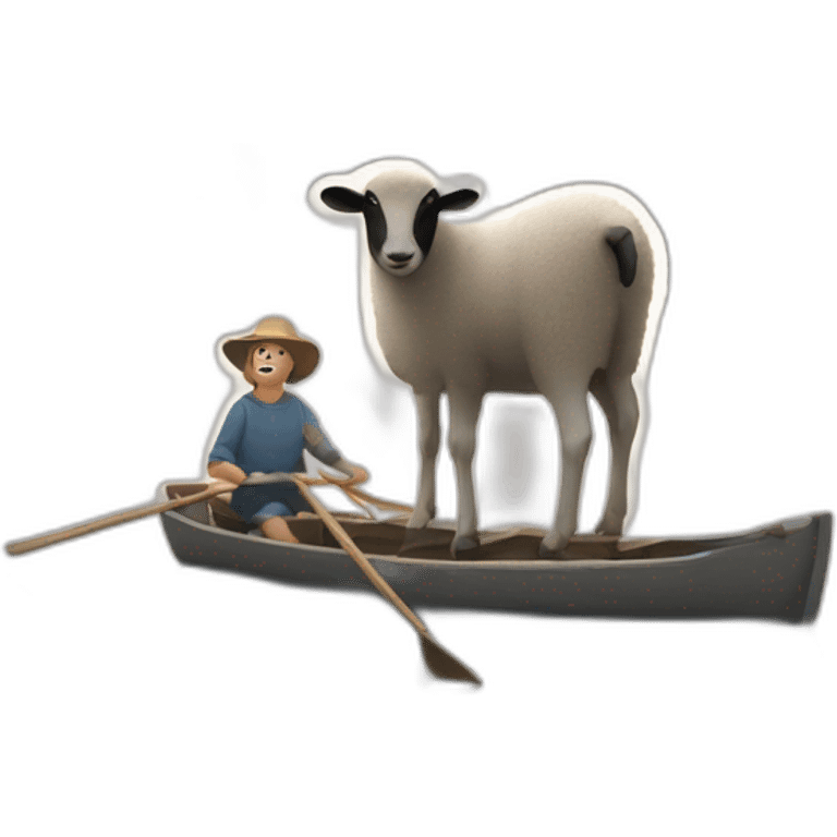 Un lièvre sur un mouton sur un bateaux sur la terre ferme emoji