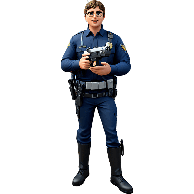 police officer outdoors with weapon emoji