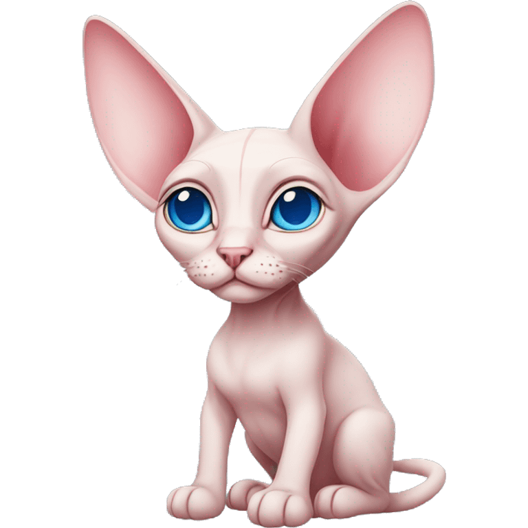 Pink-sphinx-cat-blue-eyes-big ears emoji