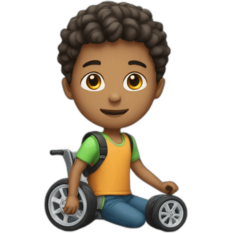 Boy wearing wheels  emoji