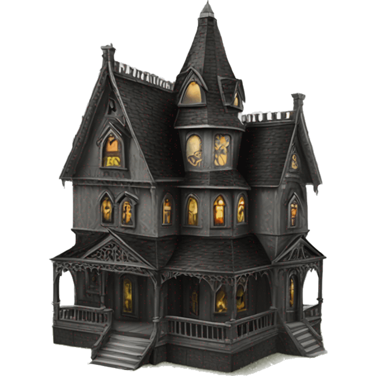 Realistic Huge ornate gothic Cardboard haunted house  emoji