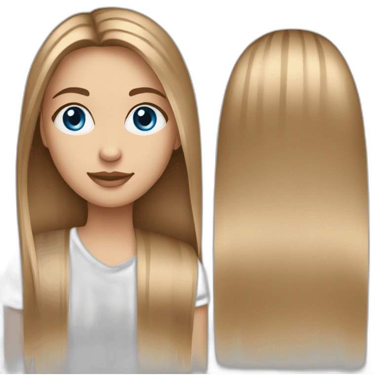 women long light brown straight hair and blue eyes emoji